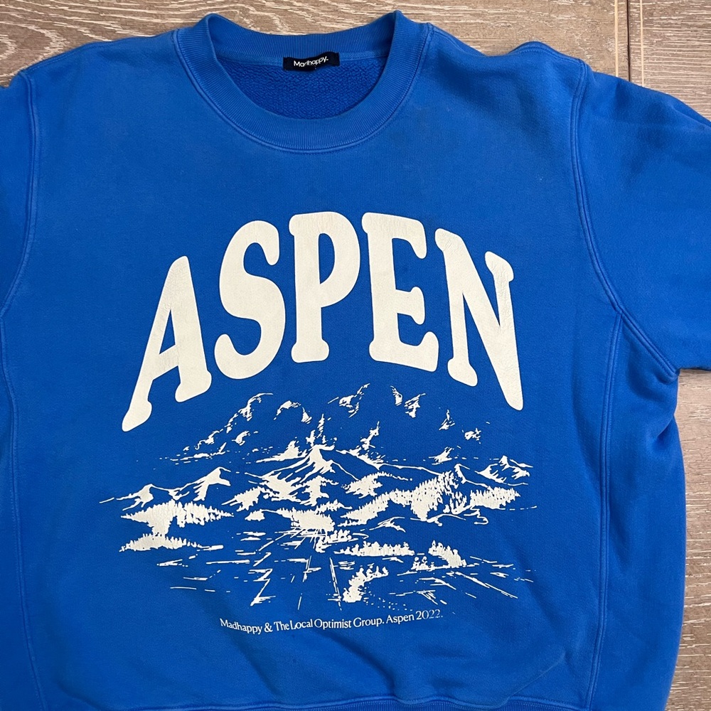 Madhappy Blue "ASPEN" Graphic Crewneck Sweatshirt
